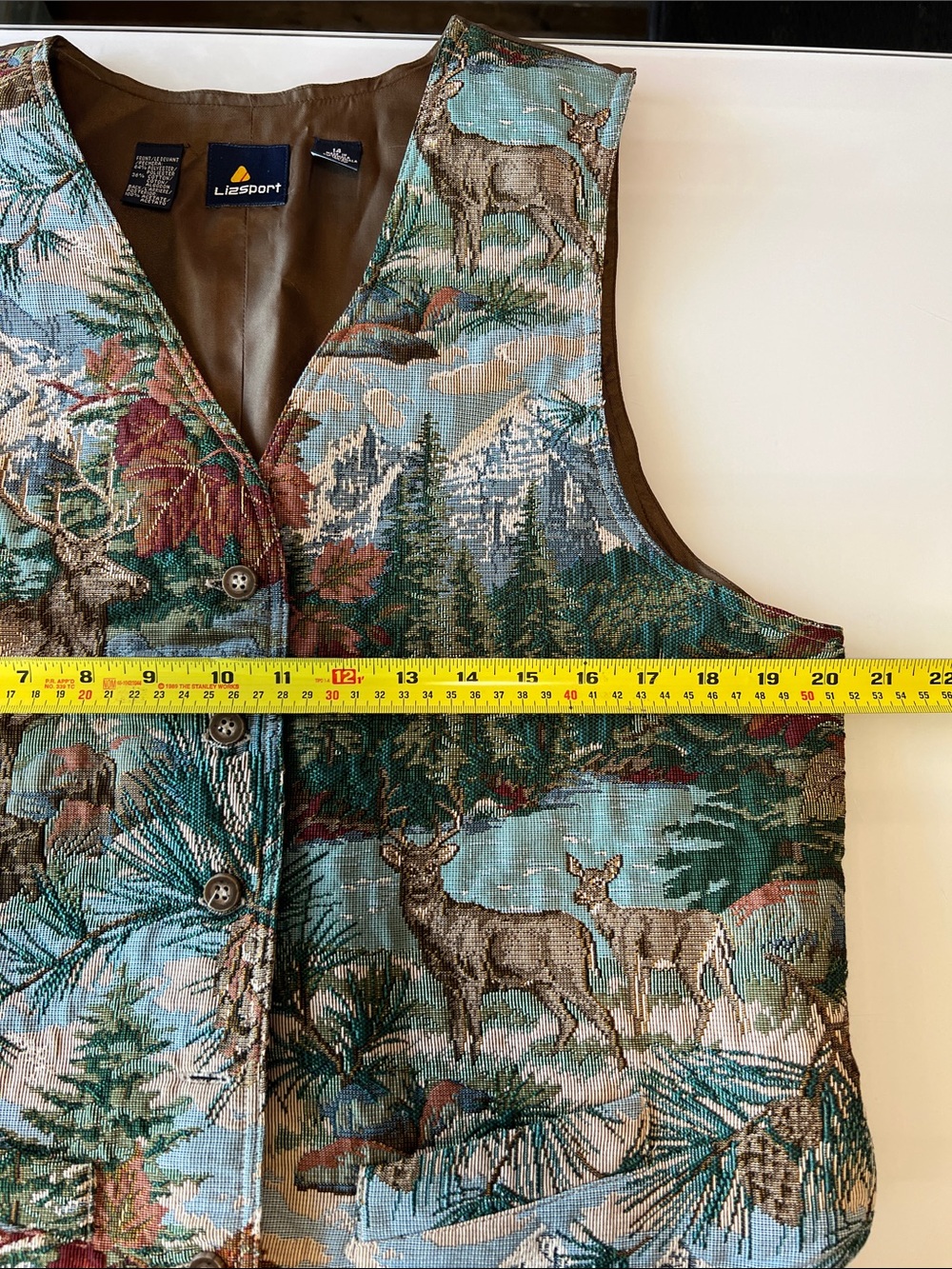 Lizsport vintage tapestry vest deer elk outdoors mountain - Picture 8 of 9